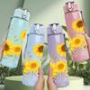 1PC Bright Yellow Sunflower Group Print 750ml Color Plastic Sports Water Bottle Leakproof Flip Straw Lid Suitable for Sports Office Home Use