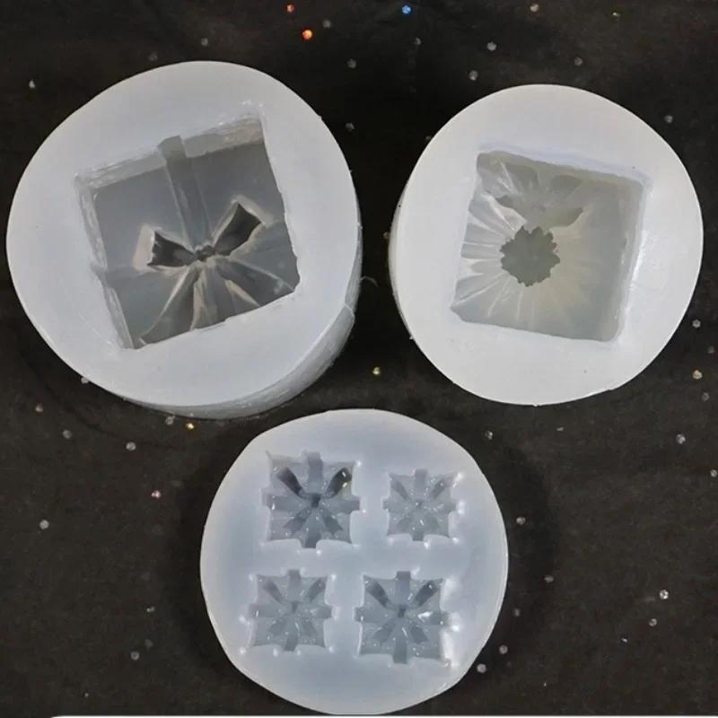 2023 Christmas Gift Box Silicone Mold DIY Crystal Drop Gel Stand Decoration Accessories Handmade Materials Resin Craft Molds