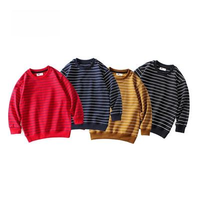 2024 Herbst Koreanische Kinder gestreifte Frottee Sweatshirts für Jungen