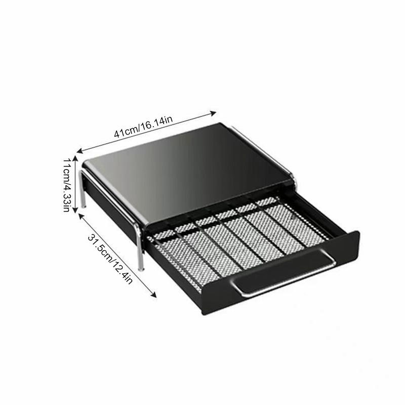 

1 шт. Удобная коробка для хранения из углеродистой стали, Роскошная выдвижная доска, Организованный телескопический настольный органайзер для кофейных капсул, Аккуратный 31.5*41*11CM чёрный