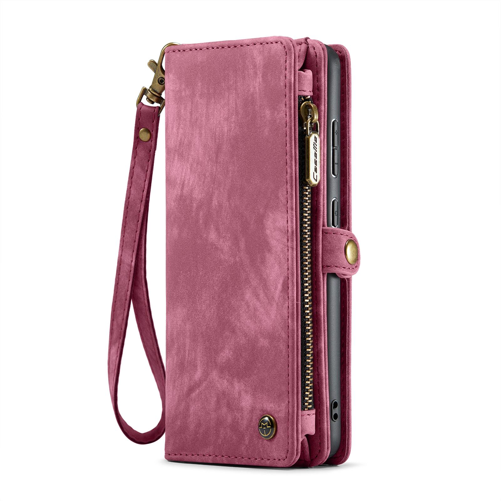 

For Samsung Galaxy S25+ Phone Cases CASEME Leather Cover with Detachable Wallet and Strap Pink