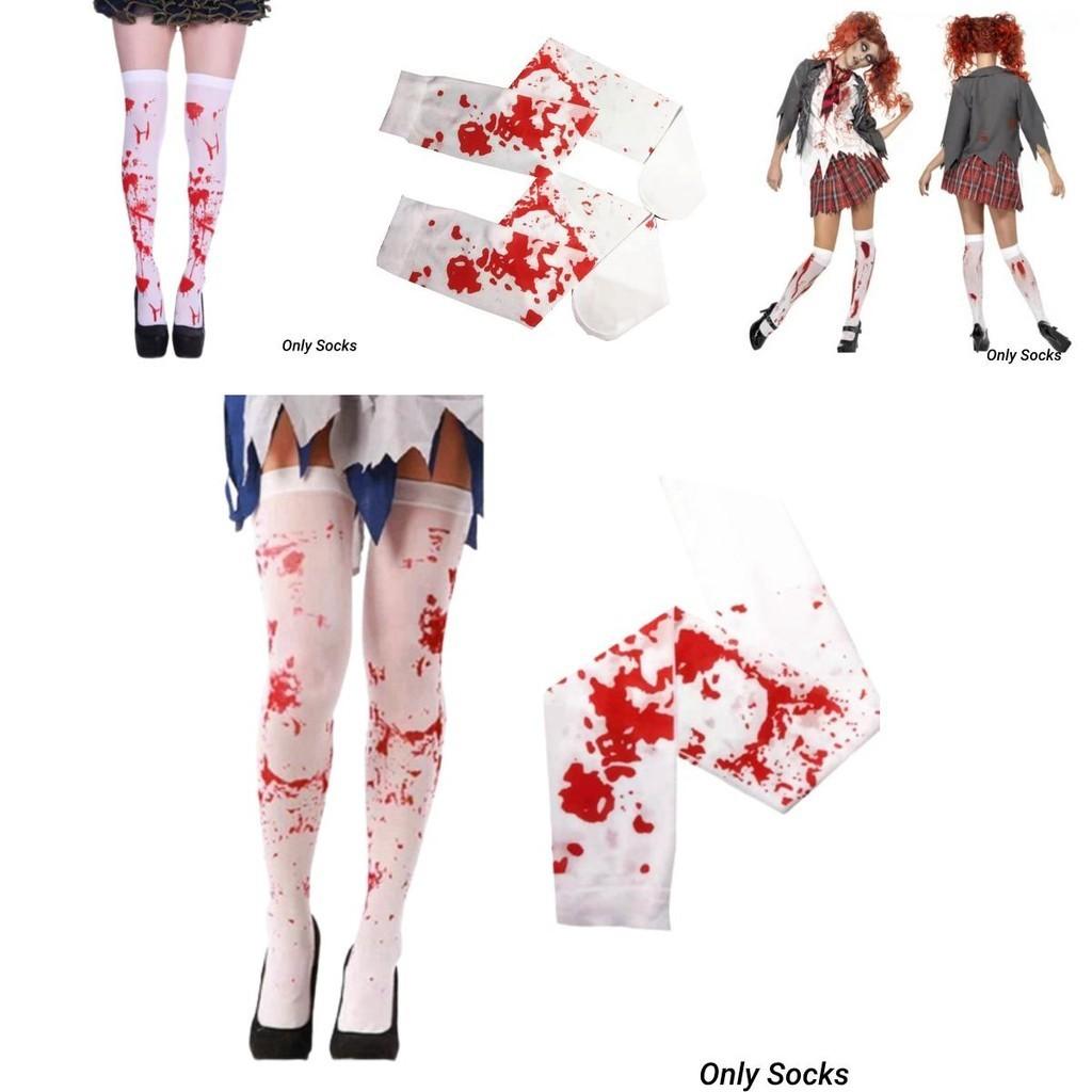 Halloweenowe Krwawe Pończochy Na Imprezę Kostiumową Pielęgniarka Zombie Krwawe Jedwabne Pończochy
