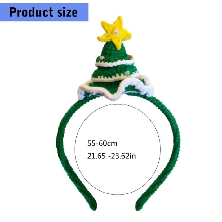 Christmas Theme Headband Festival Props Crochet Hairhoop Seasonal Headwear Holiday Celebration Christmas Tree Headband