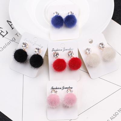Lindos pendientes de bolas de pelo para mujer, niña, hija, regalo de Navidad, accesorios de joyería de invierno