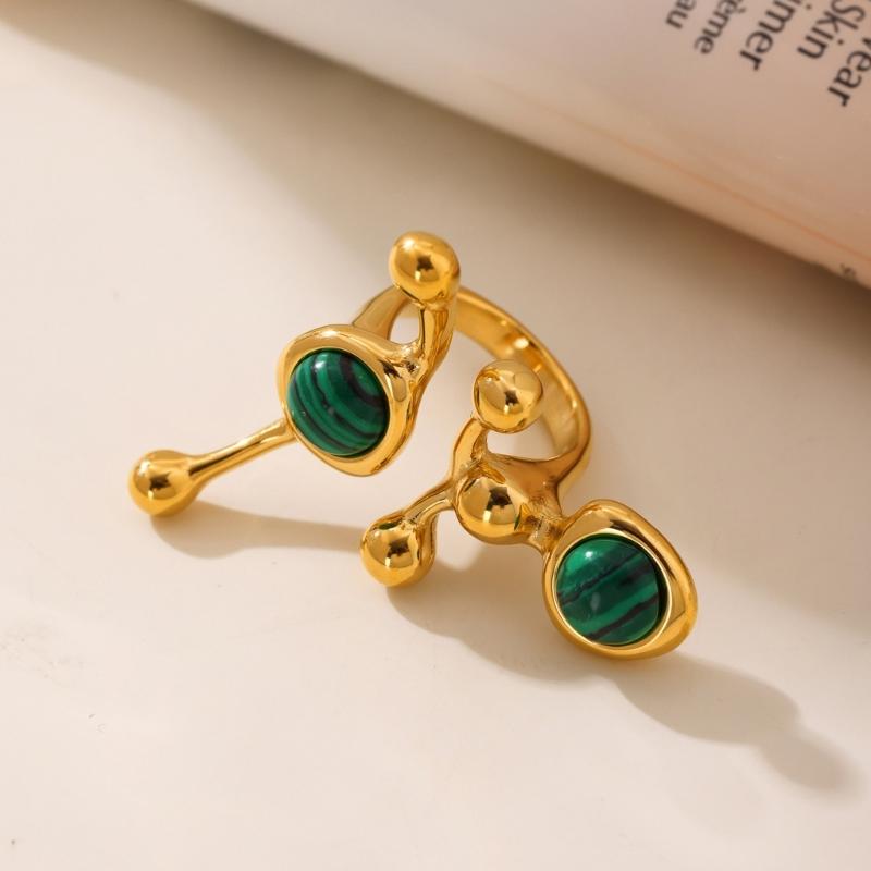 Fashion Forward C Band Natural Mineral Ring Lightweight Stainless Material 14g Jewelry Multiple Style Selection