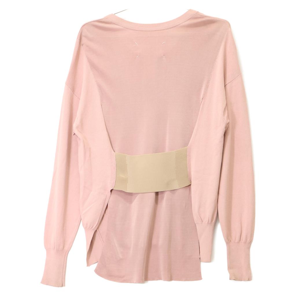 Maison Margiela Pink V-neck Back Slit Knit Sweater Tops S pinkUsed