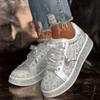 Plus Size Baby's Breath Rhinestone Casual Women's Shoes 2025 Spring New Arrival Lace-Up Sneakers Versatile Fashionable White Sneakers