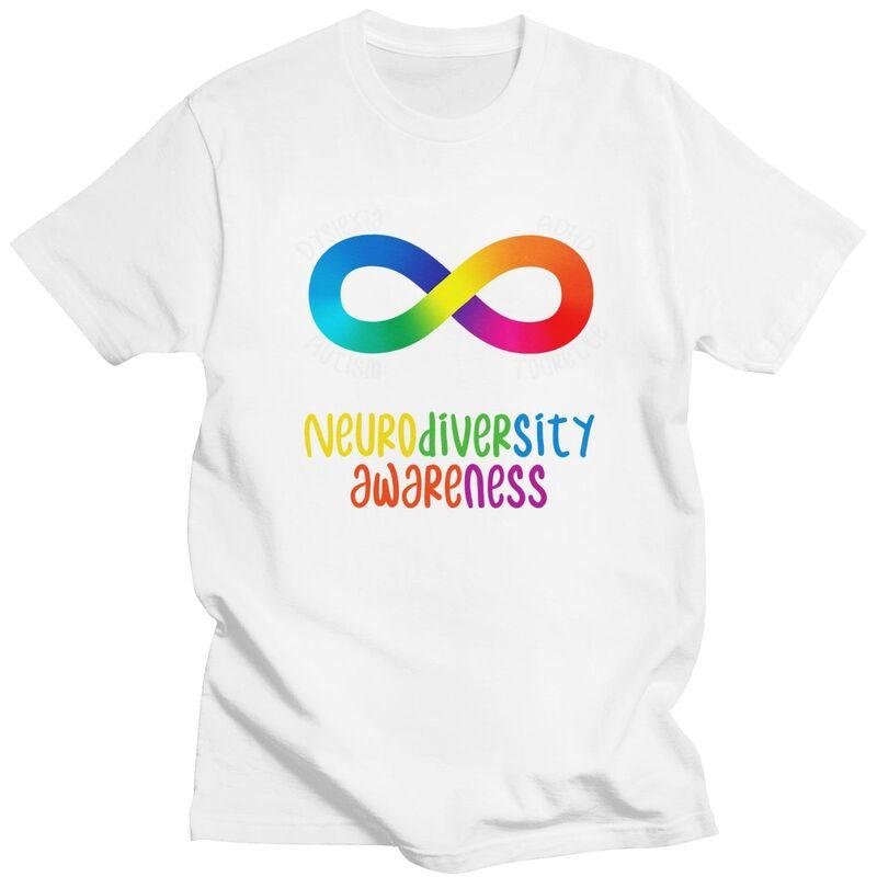T-shirt Consapevolezza Neurodiversità Maschile ADHD Autismo Dislessia Tourette Manica Corta Cotone T-shirt Casual Larga Oversize