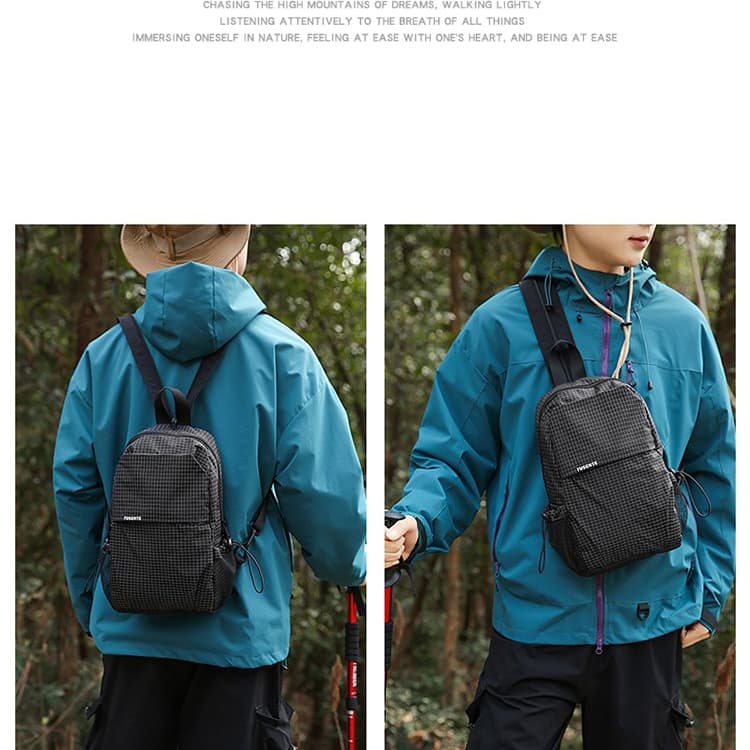 Outdoor lightweight checked nylon crossbody chest bag