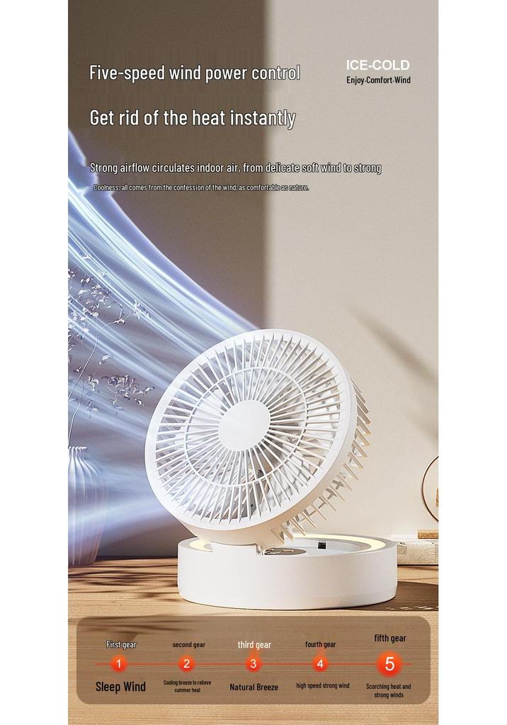 Foldable USB Fan with Mirror: Compact Multi-Functional Fan for Home, Office, or Dorm.