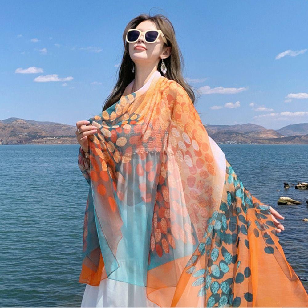 

Soft Women Scarf Foral Summer Scarf Vintage Silk Scarf Holiday