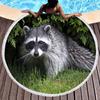 Wild Animal Raccoon Round Beach Towel Soft Microfiber Beach Blanket Sand Free Quick Dry Circle Bath Towel Absorbent Yoga Mat