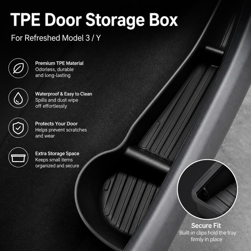 For Tesla Model Y/3 2024-2026 Juniper Highland Door Storage Box Door Slot Mat Organizer Tray
