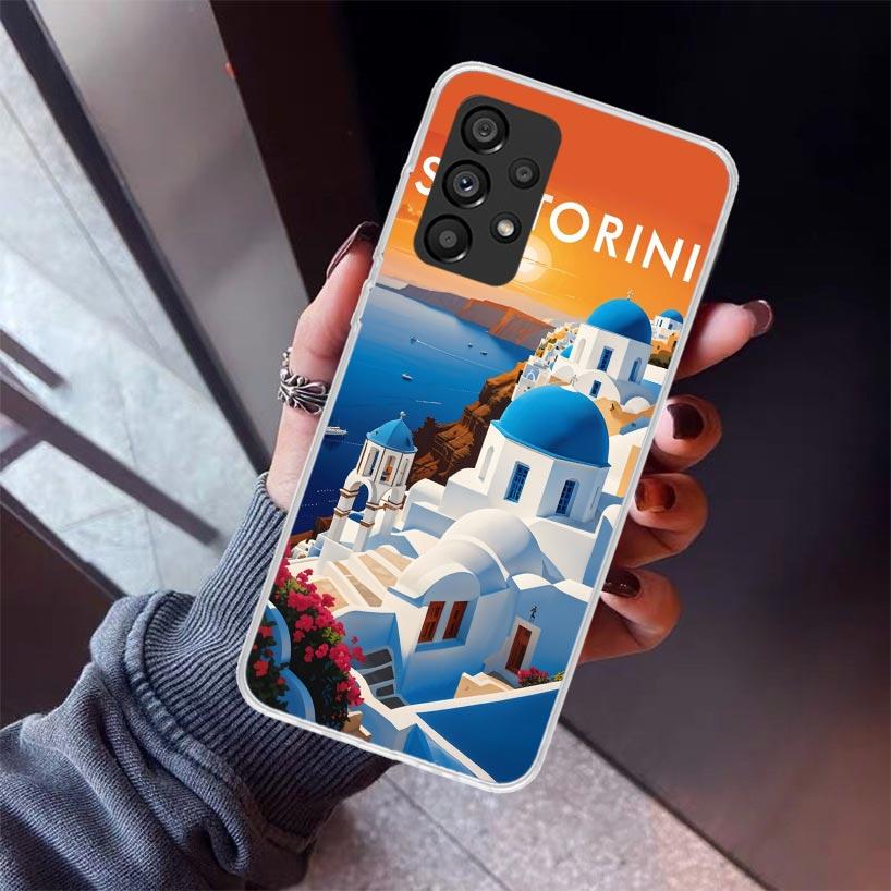 Greece In Summer Santorini Phone Case For Samsung Galaxy A12 A52S A42 A32 A22 A51 A50 Note 20 Ultra 10 S10 Plus A71 A70 A31 A30