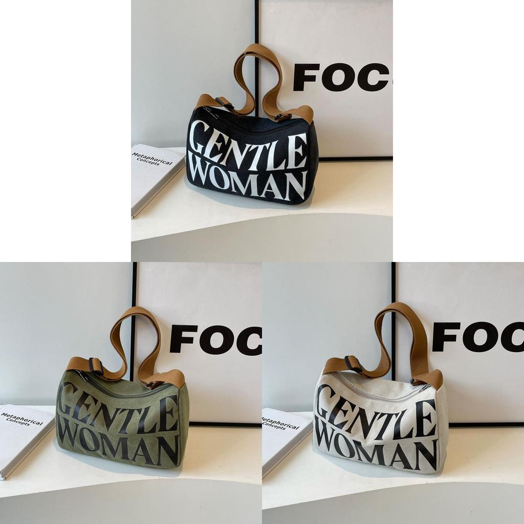 2024 Damen Canvas Tasche Damen Mode Color-blocking Kissen Tasche Street Style Tote Schulter Crossbody Tasche