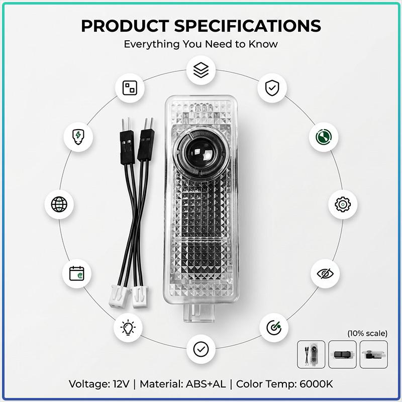 2 Peças de Luz Projetora de Sombra Fantasma para Porta de Carro LED Lâmpada de Logo de Boas-Vindas Automática Sem Fio Para Jaguar XF XE XJ F-Pace X-Type S-Type F-Type E-Pace I-PACE XK
