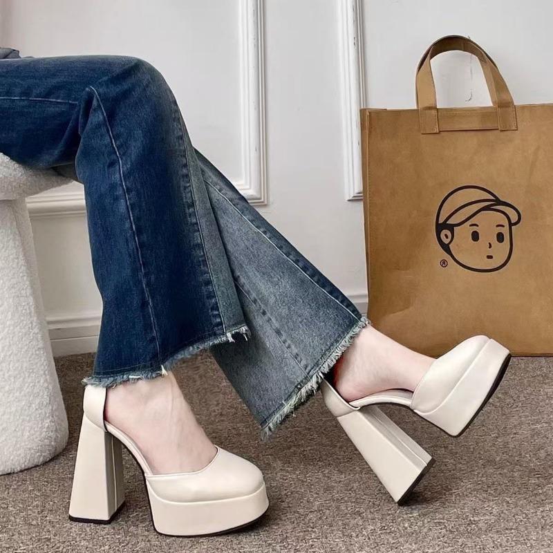 Super high heel barbie shoes muffin sole thick heel fairy white mary jean shoes small m wedding dress artifact wedding shoes