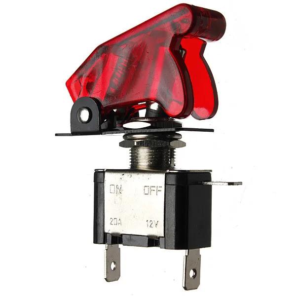 12V 20A ATV Motorcycle Car Modification Switch 3Color LED Toggle Switch Control ON/OFF+Aircraft Missile Style Flip Up Cover