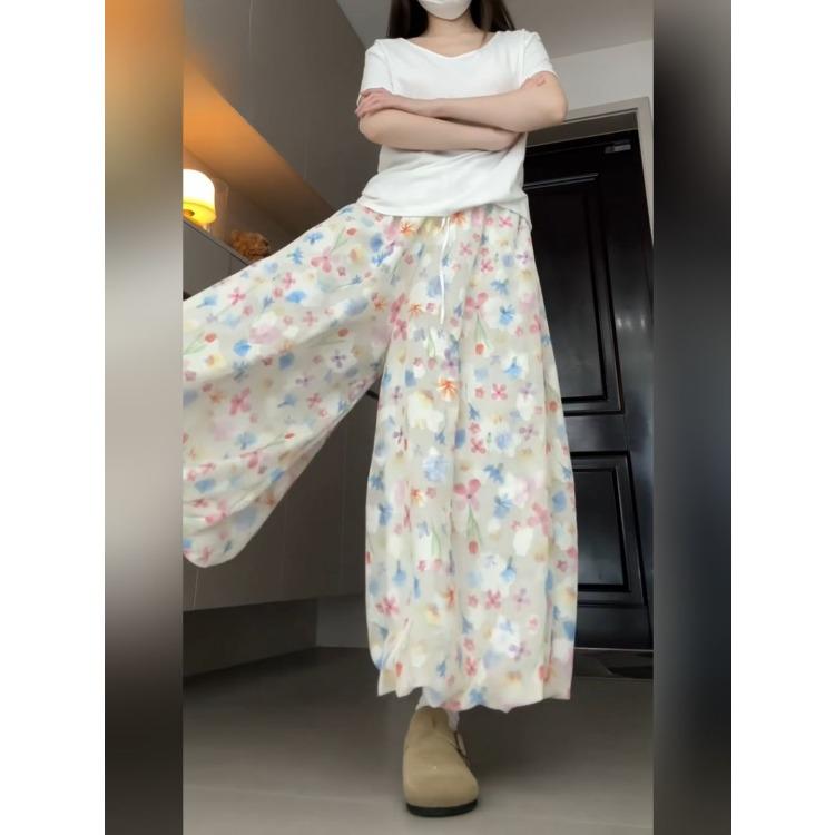 

Летняя юбка с цветочным принтом и брюками для женщин с высокой талией, утягивающий дизайн, нежный стиль XL