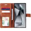 Case for Samsung Galaxy S24 Ultra - Elegant Leather Effect - Brown - Horizontal Stand - with 2 Tempered Glasses