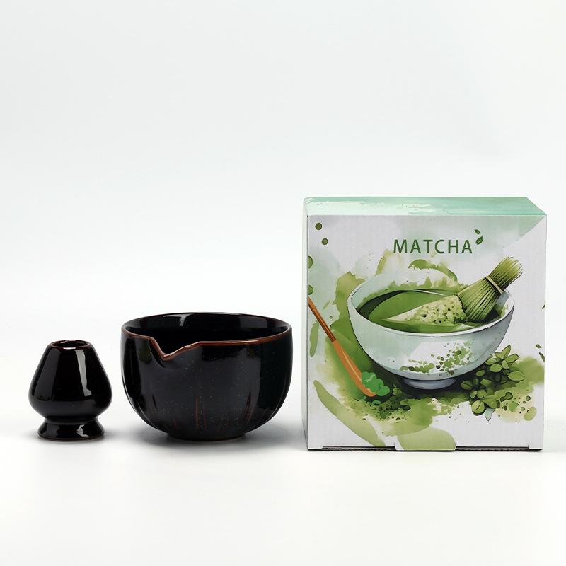 2Pcs/Set Ceramic Handmade Matcha Bowl with Spout Ceremony Tool Japanese Traditional Chawan Tea Set Accessories Matcha Gift Box