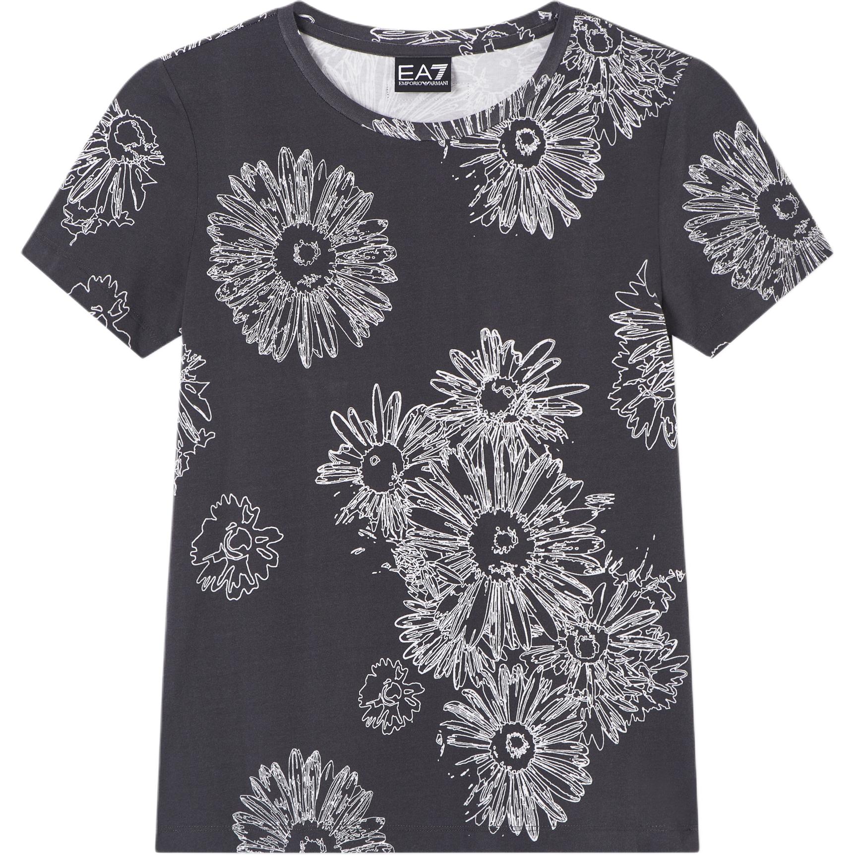 Emporio Armani EA7 Floral Print Crew Neck Short Sleeve T-Shirt Women tops 7W000996-AF14880-F8182 S