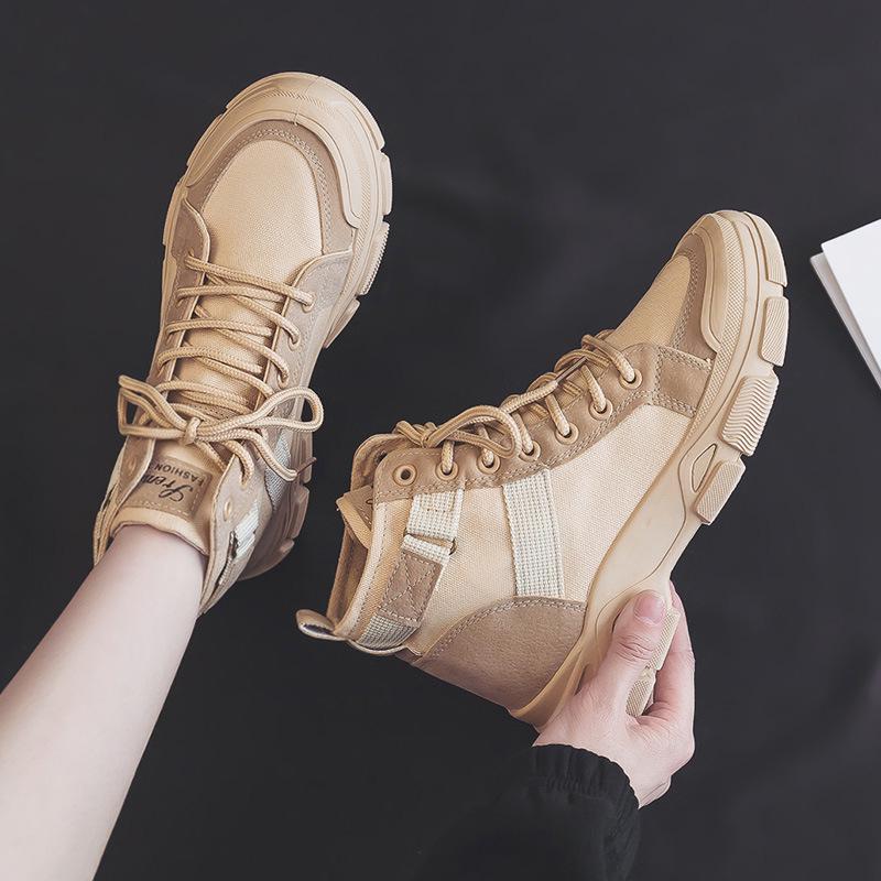 "Women's Classic Martin Boots: Versatile Korean Canvas Hiking & Motorcycle Style for Autumn/Winter"