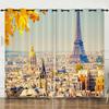 Curtains City Architecture Landscape 3D Digital Printing Blackout Curtains No Punching