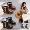 Girls' Princess Martin Boots - New 2025 Autumn/Winter Leather Plus Velvet Short Boots for Little Girls