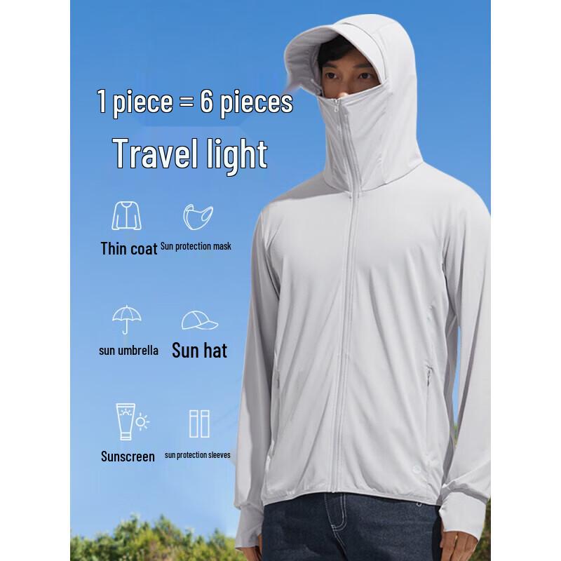 FitonTon Men s Hooded UPF50+ Sun Protection Jacket L
