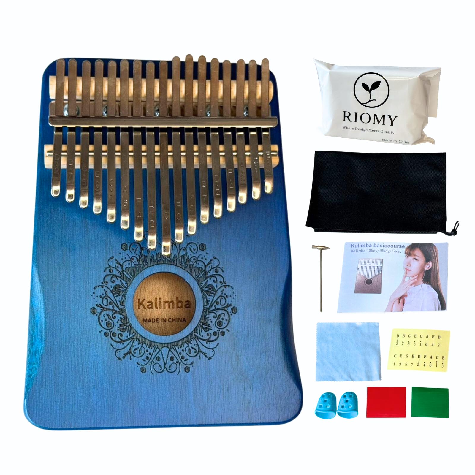 

RIOMY Kalimba, 17 Keys, Wooden, with Japanese Instructions, Beginner Set, Pre-tuned, Single Tone, Thumb Piano, Music Therapy, Relaxation, Musical Inst