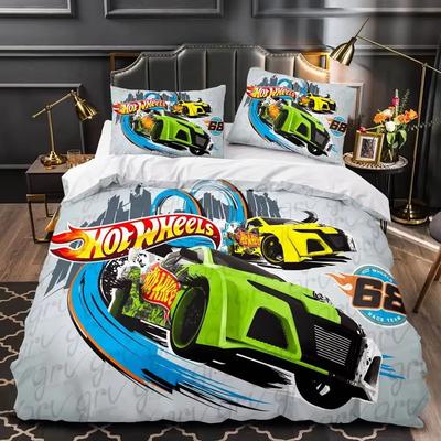 3D Gedruckte Monster Truck Hot Wheels Bettbezug Kissenbezug Bettwäsche Set Einzelbett Doppelbett Queen Size King Size für Schlafzimmer Dekoration Geschenk