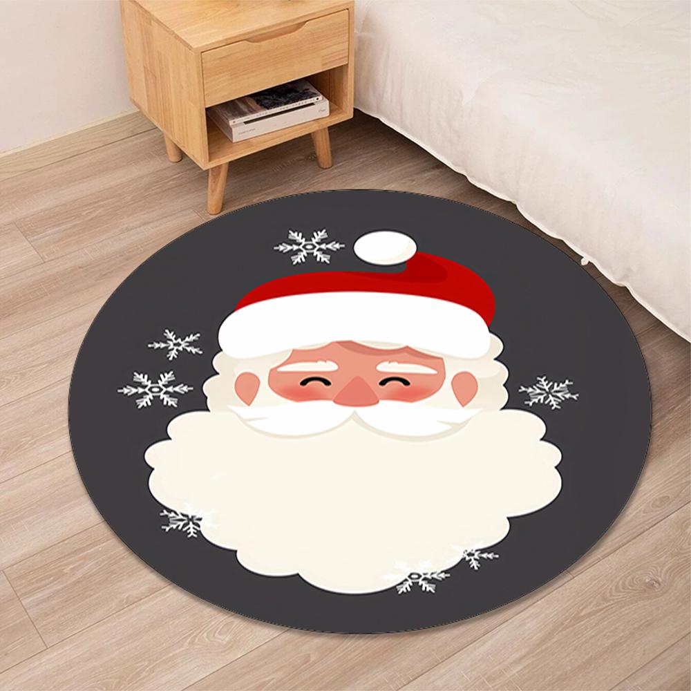 Christmas Santa Claus Printed Round Rug Carpet Chair Rug Area Rug Entryway Doormats,for Office Chair Living Room Bedroom Kitchen Room.