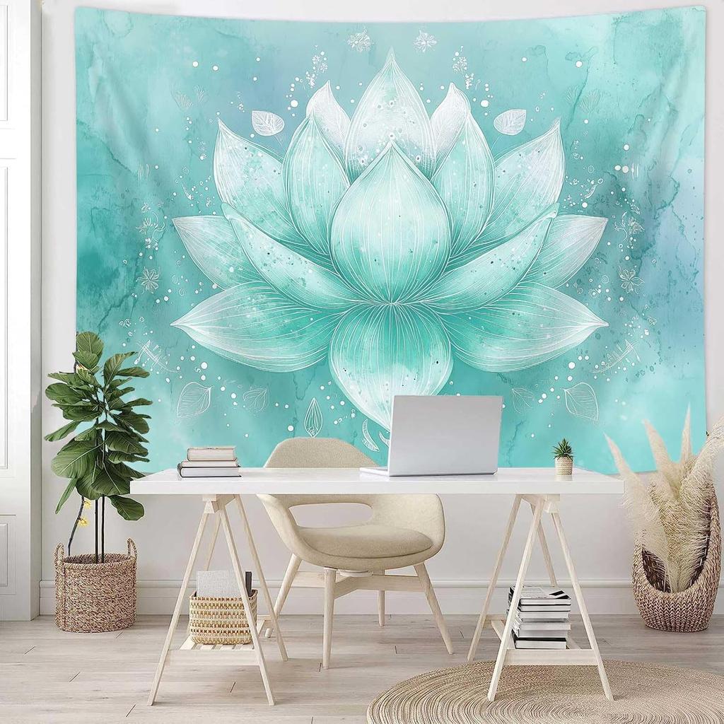 Meditation Yoga Floral Tapestry Lotus Flower Meditation Plant Petal Print Wall Hanging Blanket for Bedroom Hippie Lotus