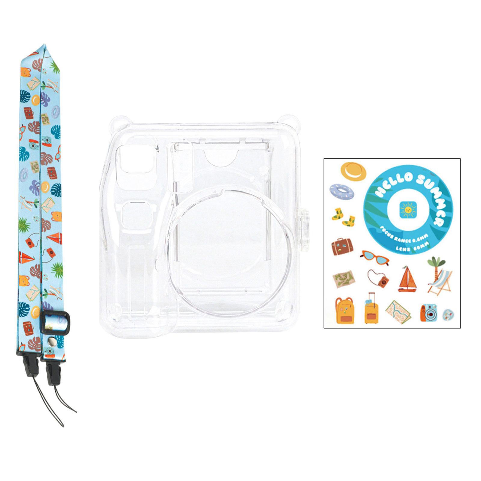 

Захисний прозорий чохол для фотоапарата Fujifilm Instax Mini SE, тримач для фотоапарата з чохлом для зберігання плівки, регульованим ремінцем, наклейкою A