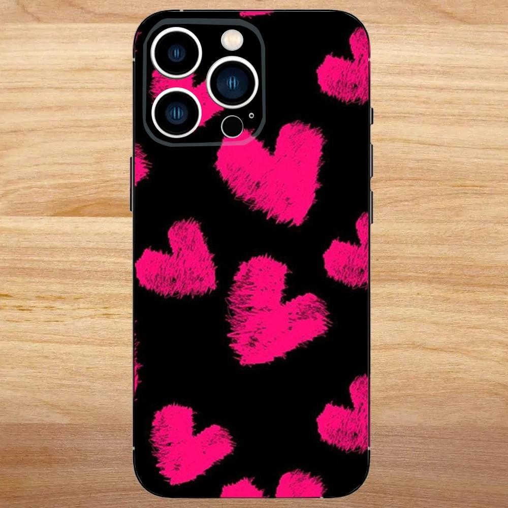 

Cute Love pink Phone Case For iPhone 16,15,14,13,12,11,Mini,Pro,SE,MAX White Matte Shockproof Cover iPhone14Pro