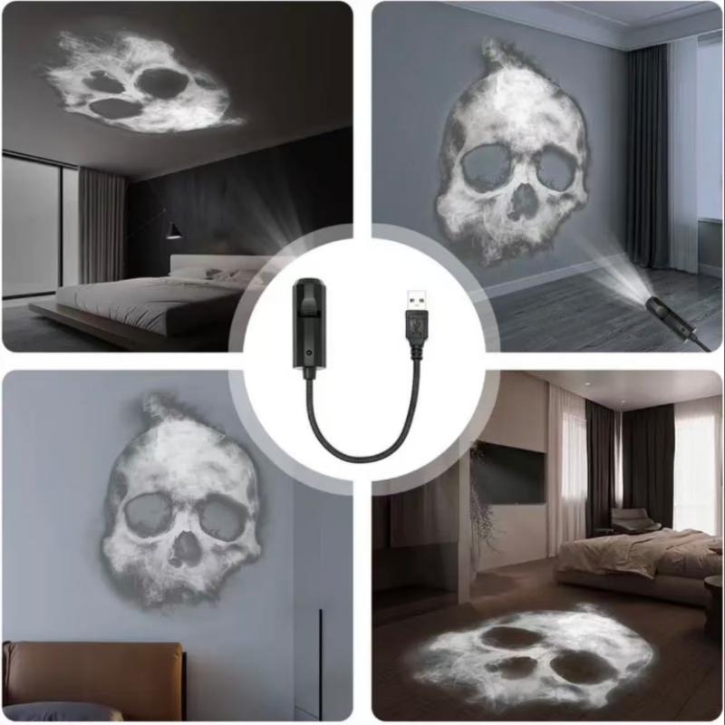 USB LED Projector Light - 3/4pcs Projection Patterns Adjustable USB Night Light for Halloween Christmas Decorations