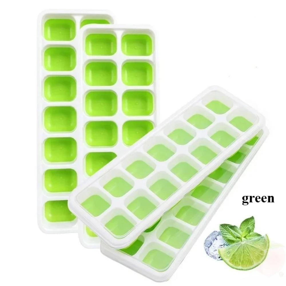 14 Grid Ice Cube Square Ice Cube Mold with Lid  Silicone Ice Cube Soft Bottom  Easy To Demold Ice cube ice grid film equipment