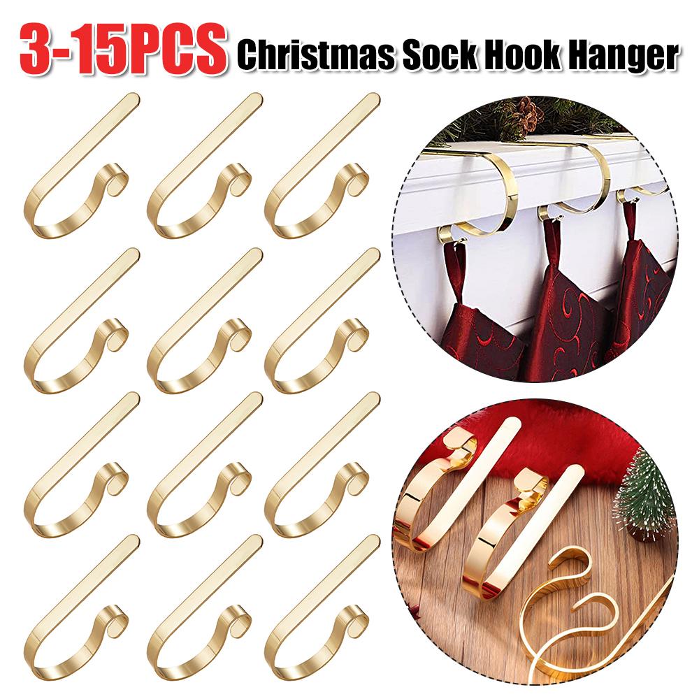 Stockings Hangers Metal Christmas Sock Hook Hanger Mantelpiece Xmas Stocking Clips Adjustable Party Christmas Supplies