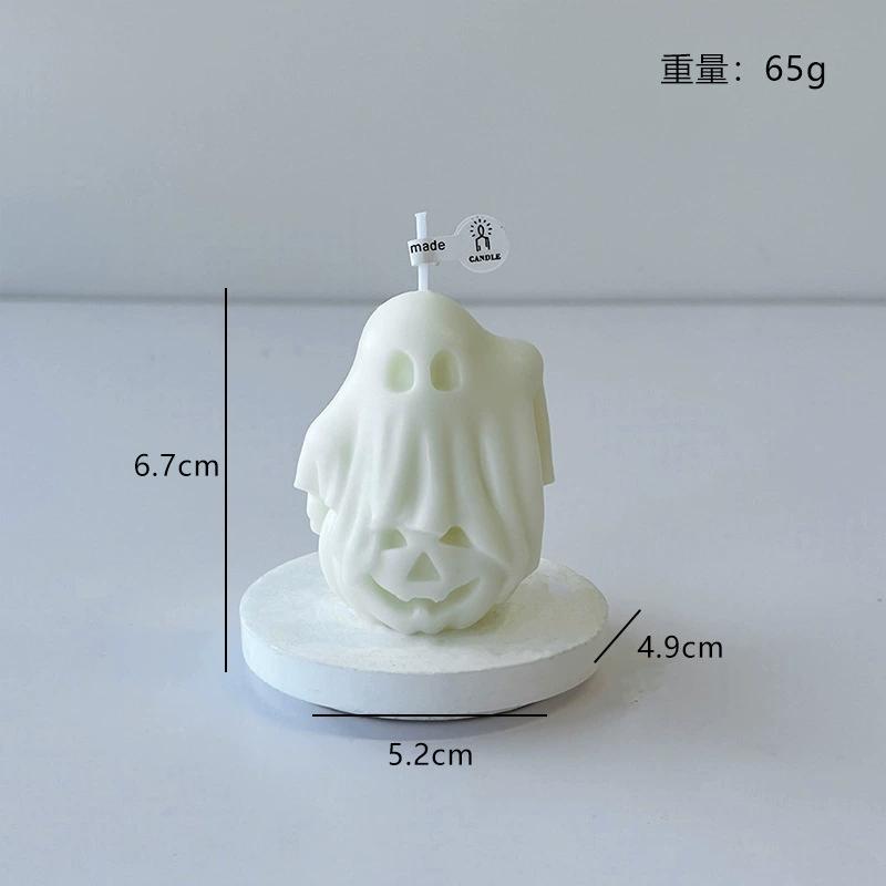Hot !!!1Pc Halloween Ghost Scented Candle Natural Soy Wax Cinnamon Fragrance Spooky Decor Funny Home Ornament Festival Supplies