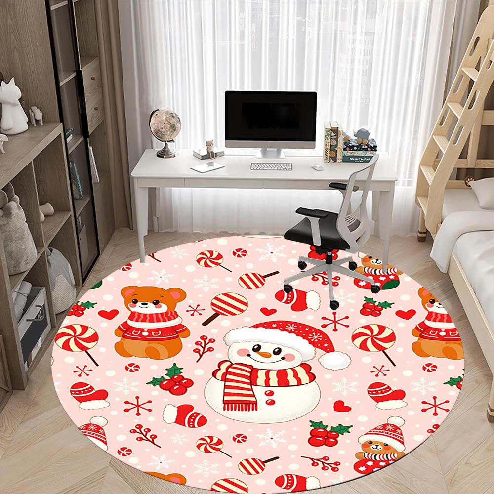 1pc Christmas ornaments Chair Carpet for Office Non Slip, Machine Washable Rug for Office, Room Holiday Decor for Christmas, Birthday Polyester