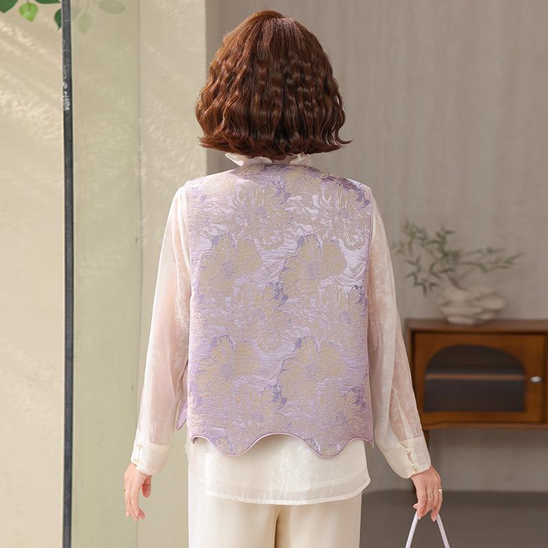 Fashionable Sleeveless Vest Jacket for Women, Ages 40-60 - Chinese Style Spring/Summer Collection