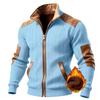 Herren Strickjacke mit durchgehendem Reißverschluss, lässiger Strick, Stehkragen, Slim Fit, Colorblock, Herbst Winter
