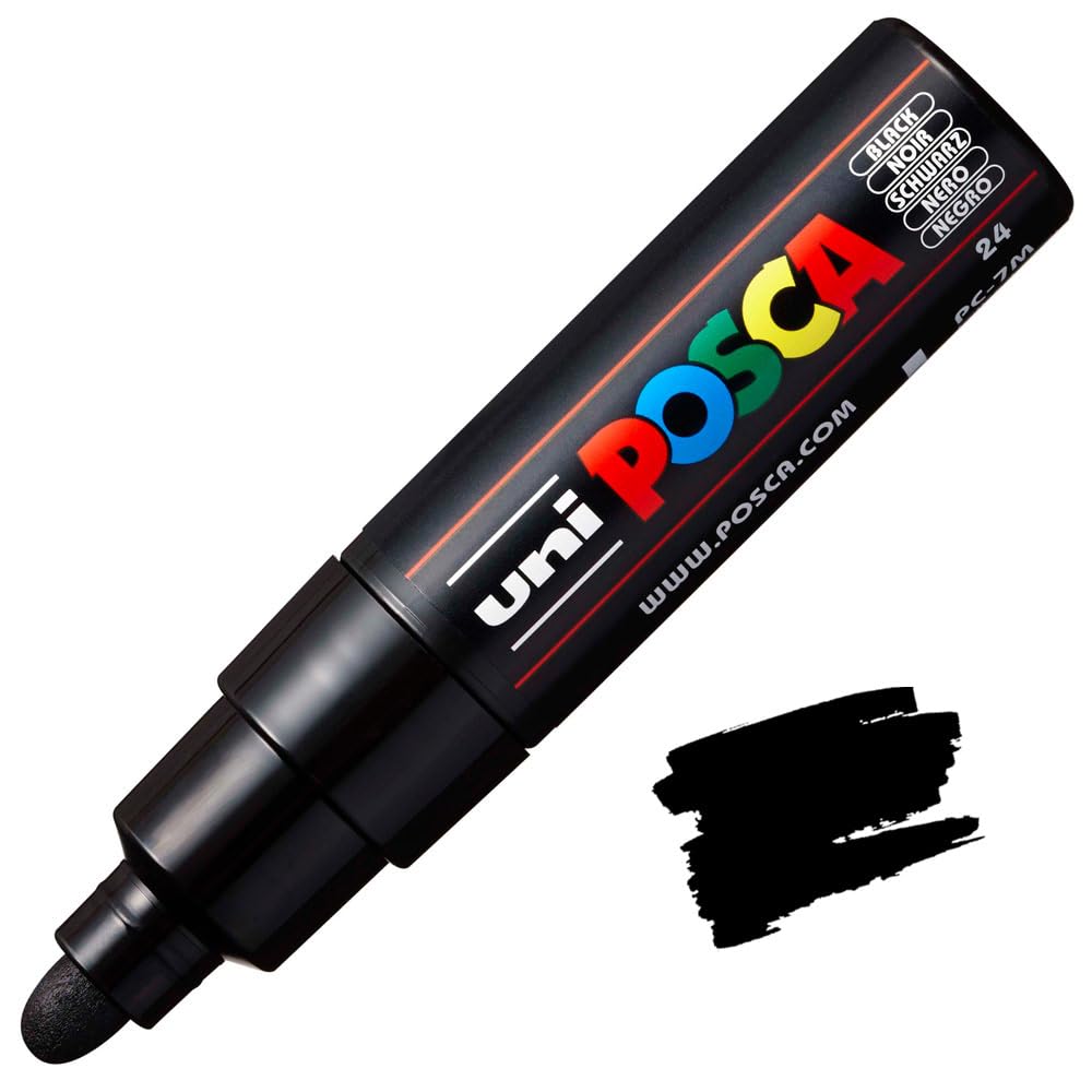 Uni-Ball Posca 7M Broad Bullet Marker Pen 4.5-5.5 Mm Black Ink for Art & Creative Projects