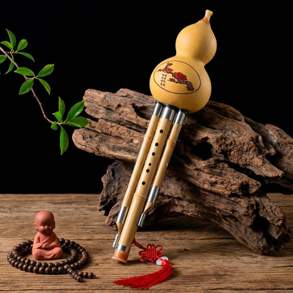 Hulusi with Storage Bag Three-Pipe Gourd Flute Chinese for Performance, Students