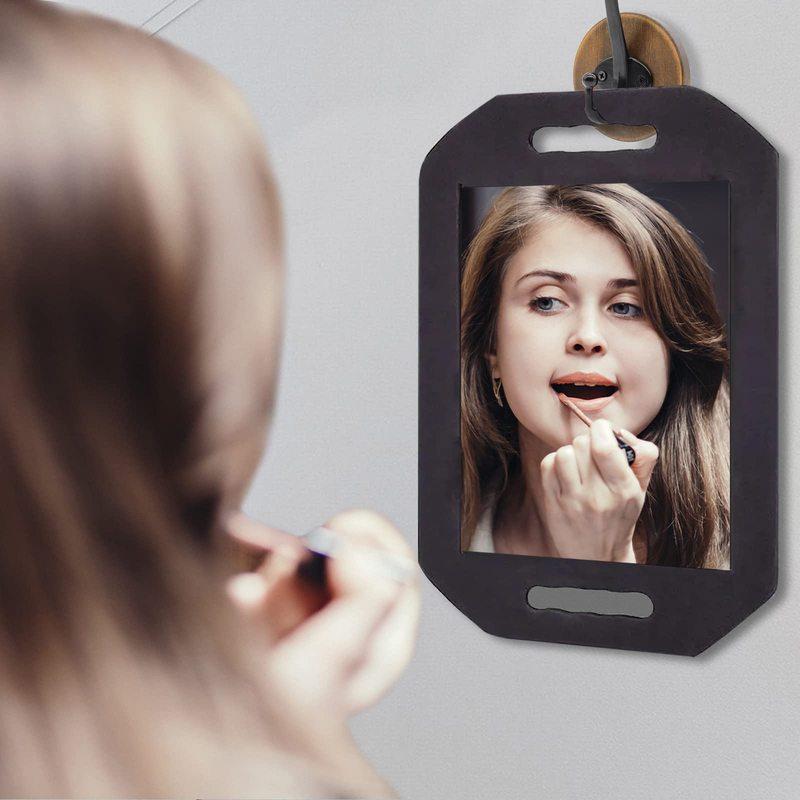 BarberTop Hair Salon Mirror With Foam Around Black Shop Hairdressing Makeup Mirror Sponge Protection Home Supplies