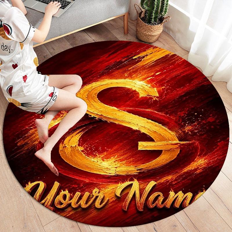 Galatasaray S Custom Name Round Area Rug,Carpet Rug for Living Room Bedroom Sofa Playroom Decor,Non-slip Floor Mat