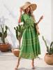 2026 Women's European and American Ethnic Style Summer Printed Five-Sleeve Dress