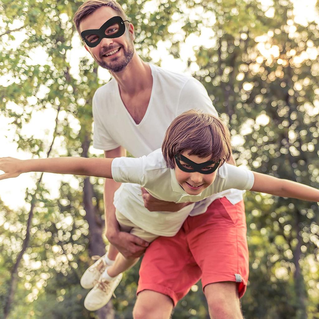 AIMIKE Superhero Black Felt Eye Halloween Adjustable Half Masks with Elastic Perfect for Parties and Cosplay Masks, 2-Piece Set, Masks, Dress-Up