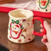 Christmas Ceramic Cup with Handle High End Coffee Cup Household Cartoon Light Luxury High Quality Mug